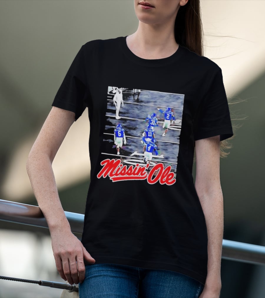 Missin' Ole Mississippi Rebels Football Players In Action T-Shirt