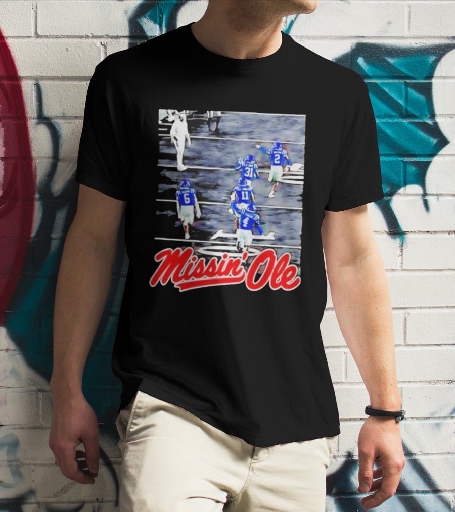 Missin' Ole Mississippi Rebels Football Players In Action T-Shirt