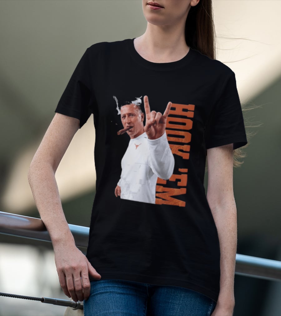 Steve Sarkisian Texas Longhorns NCAA Hook Em Smoking Cigar T-Shirt