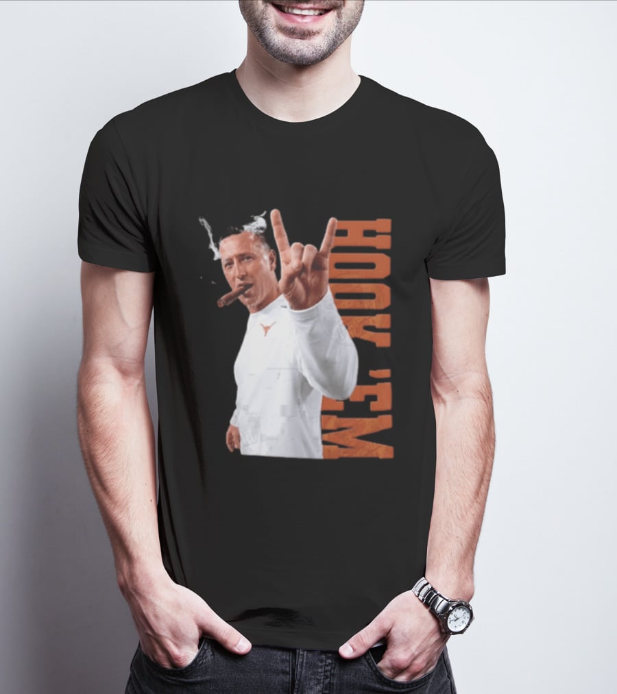 Steve Sarkisian Texas Longhorns NCAA Hook Em Smoking Cigar T-Shirt
