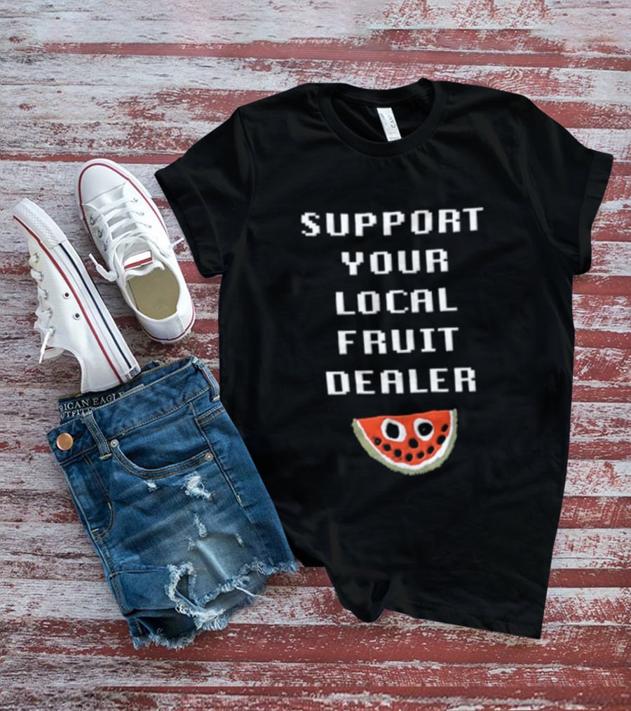 Support Your Local Fruit Dealer Pixelated Watermelon Slice T-Shirt