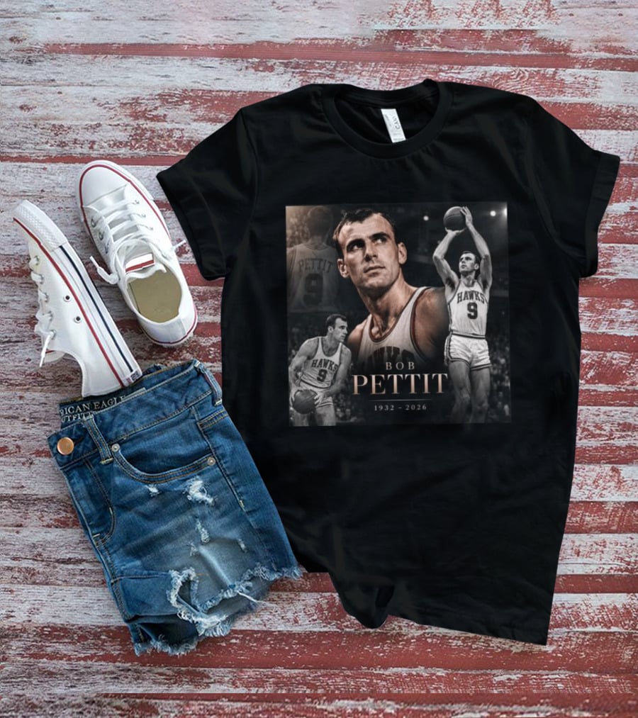 Bob Pettit 1932 2026 Basketball Legend Tribute Hawks Number 9 T-Shirt