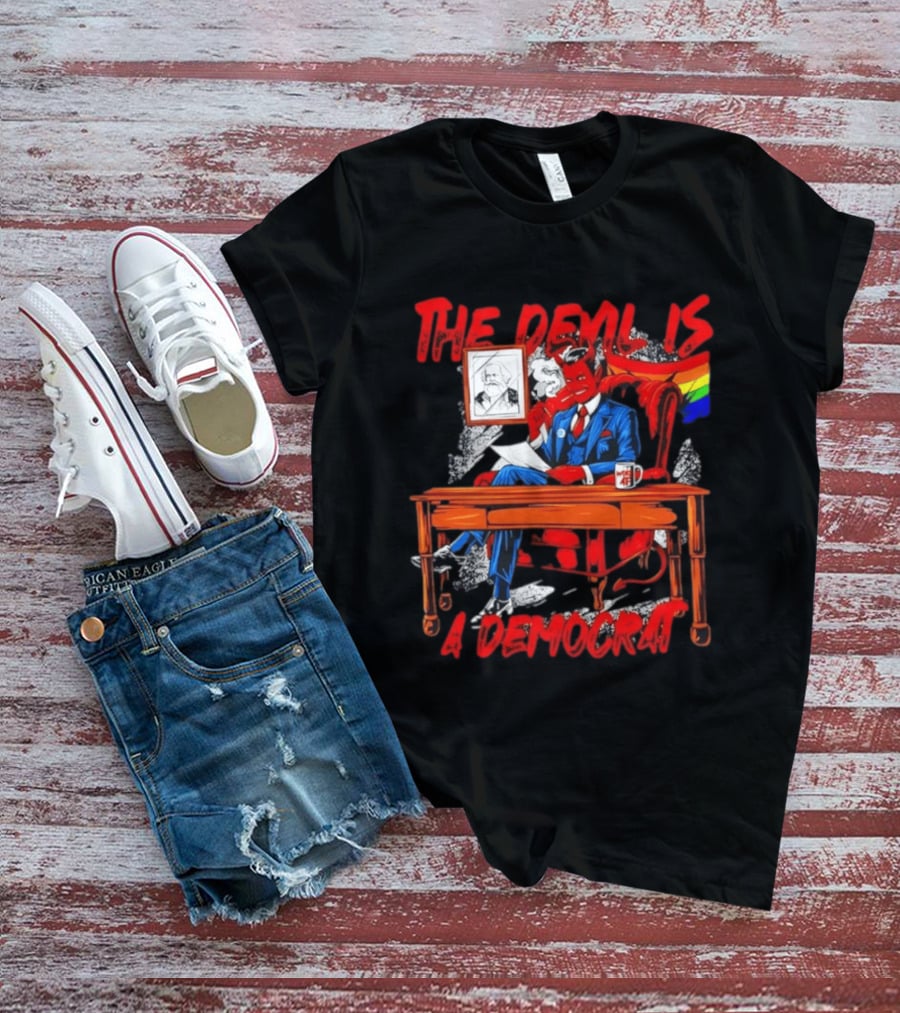 The Devil Is A Democrat With Woke AF Rainbow Flag Suit T-Shirt