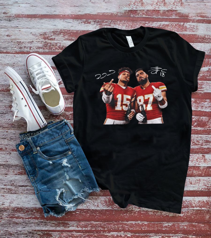 Patrick Mahomes Travis Kelce Middle Finger KC Chiefs Football 2026 Sports Fans Merchandise T-Shirt