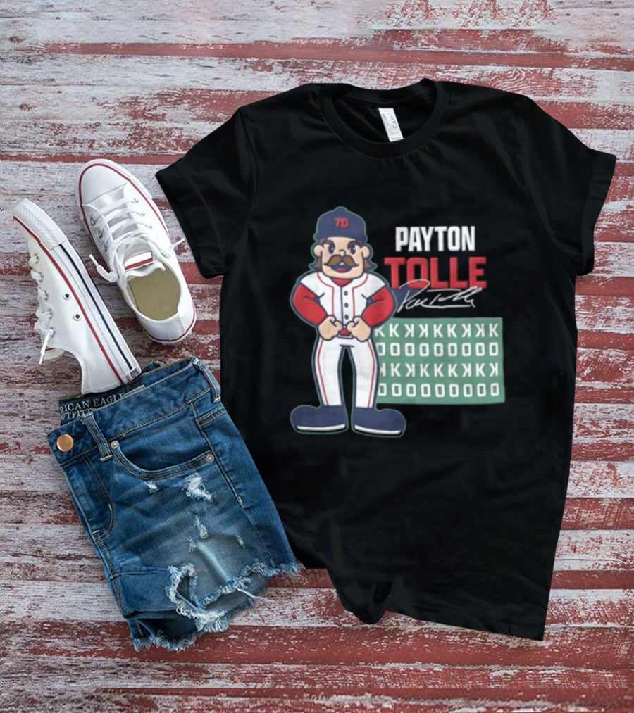Payton Tolle Cartoon Baseball Player Mustache Cap K Strikeouts T-Shirt