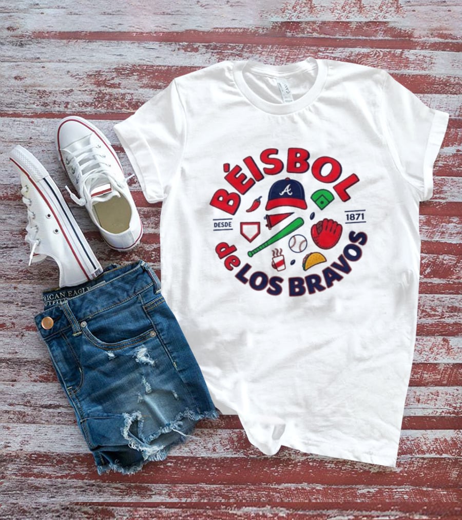 Béisbol De Los Bravos Atlanta Braves Desde 1871 Cap Glove Bat Baseball Iconography T-Shirt