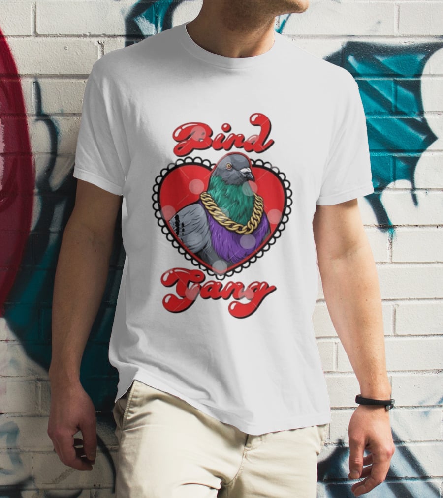 Bird Gang Pigeon With Heart Shaped Gold Chain T-Shirt