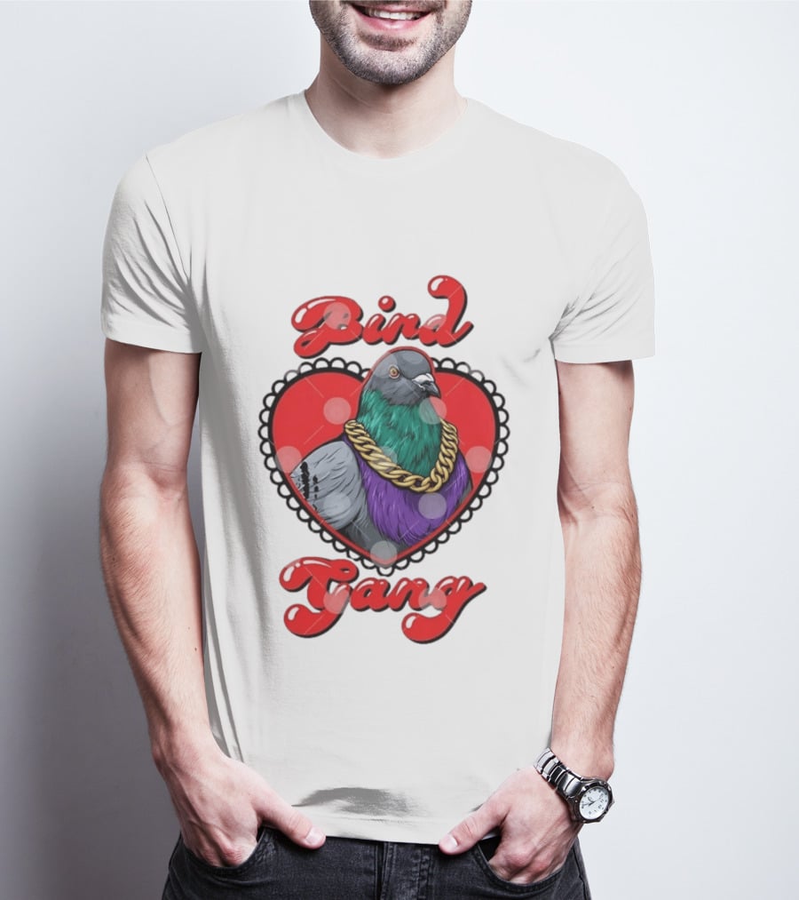 Bird Gang Pigeon With Heart Shaped Gold Chain T-Shirt