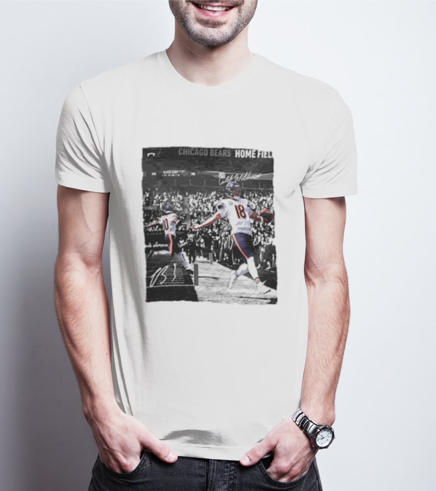 Chicago Bears Caleb Williams And Luther Burden Home Field Football T-Shirt