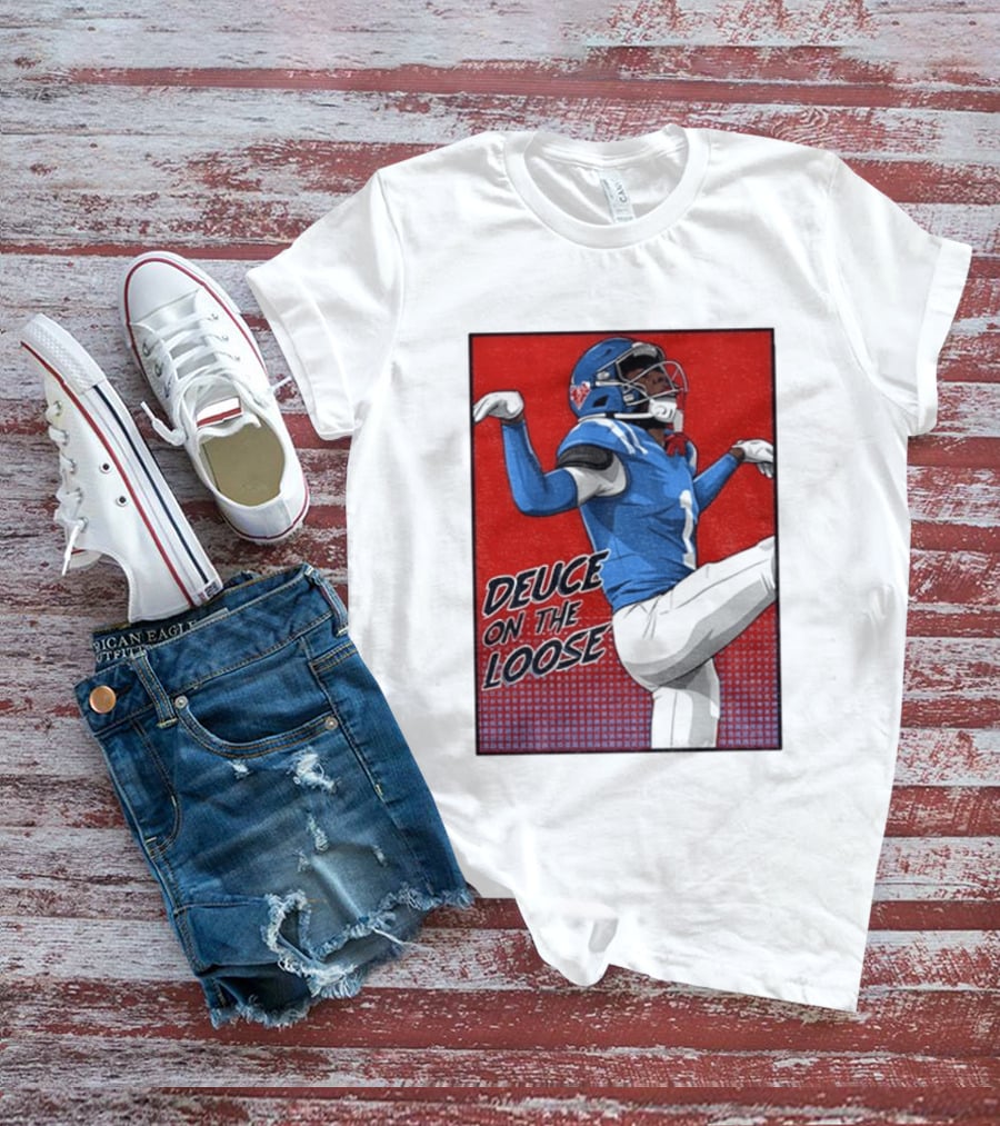 Deuce On The Loose Ole Miss Rebels Football Player Action T-Shirt