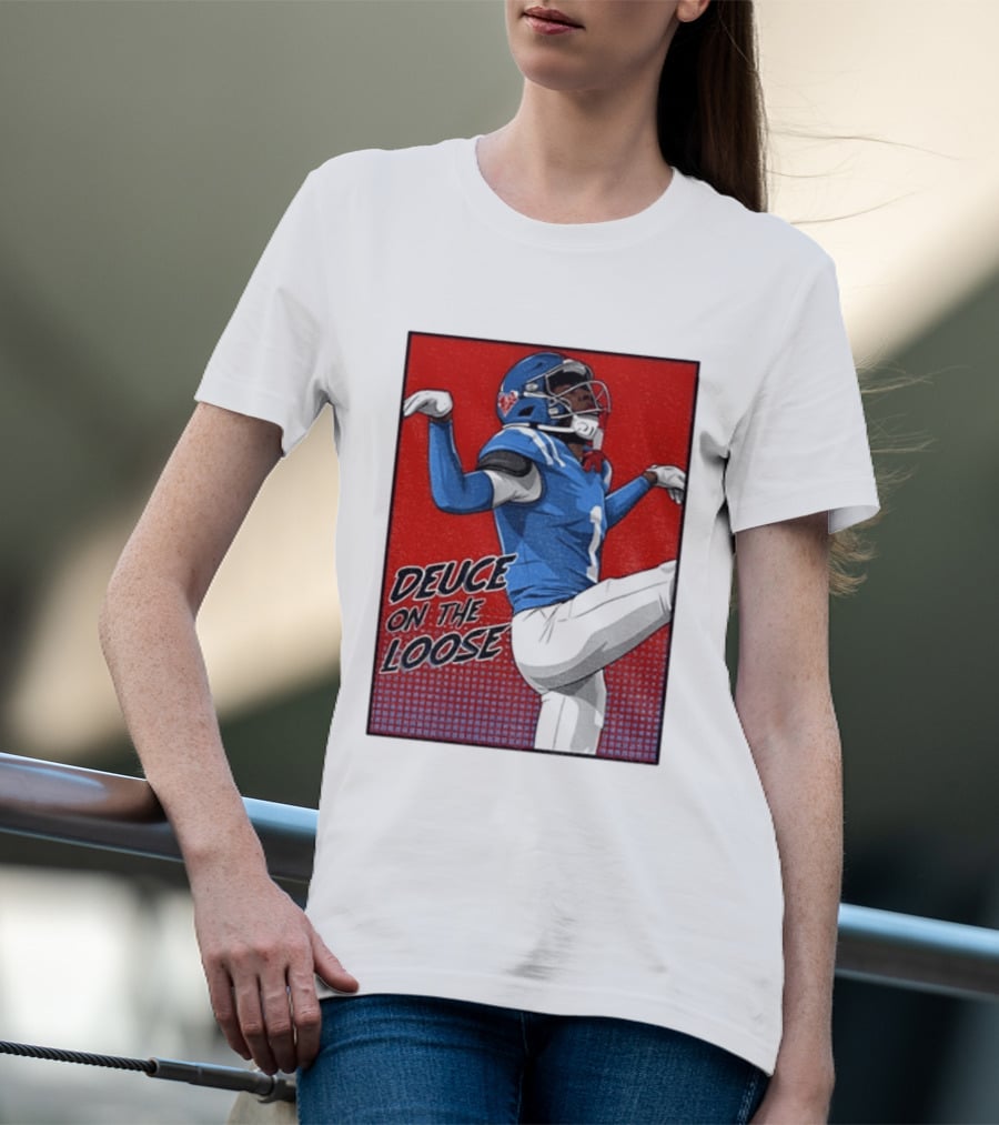 Deuce On The Loose Ole Miss Rebels Football Player Action T-Shirt