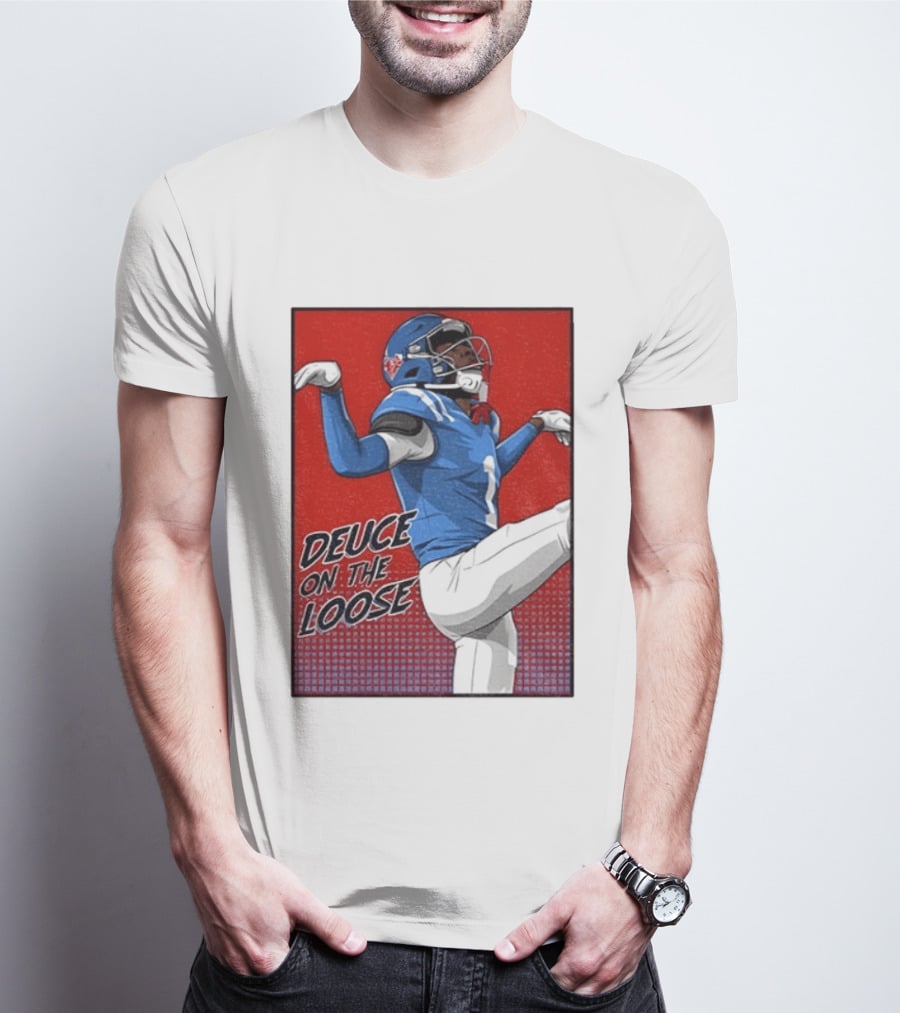 Deuce On The Loose Ole Miss Rebels Football Player Action T-Shirt