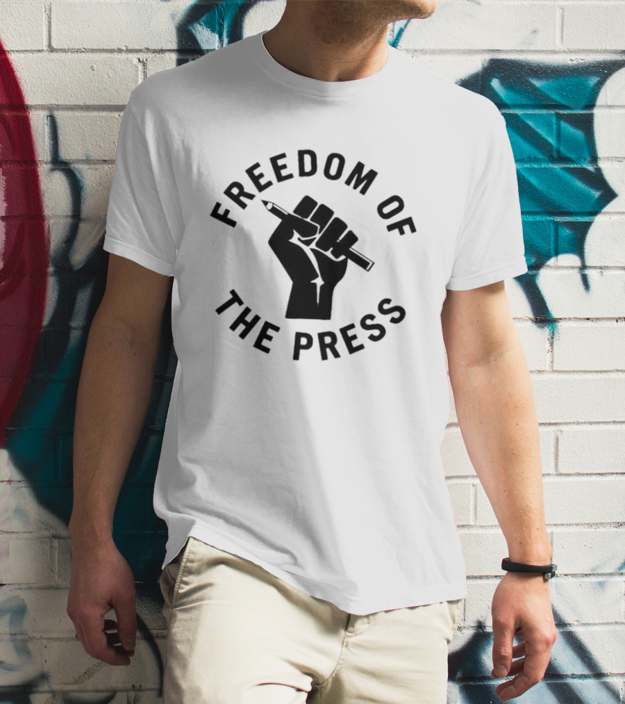 Freedom Of The Press Raised Fist Holding Pencil T-Shirt