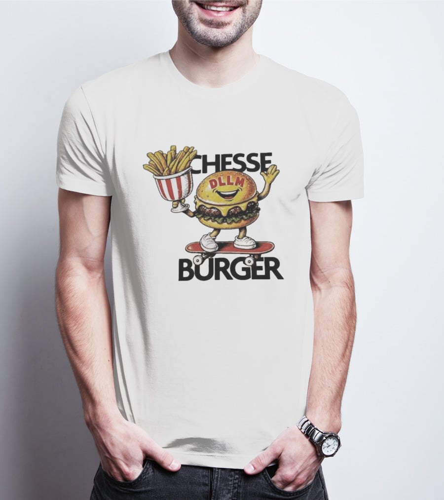 Hong Kong Dllm Chesse Burger Skateboard Fries T-Shirt