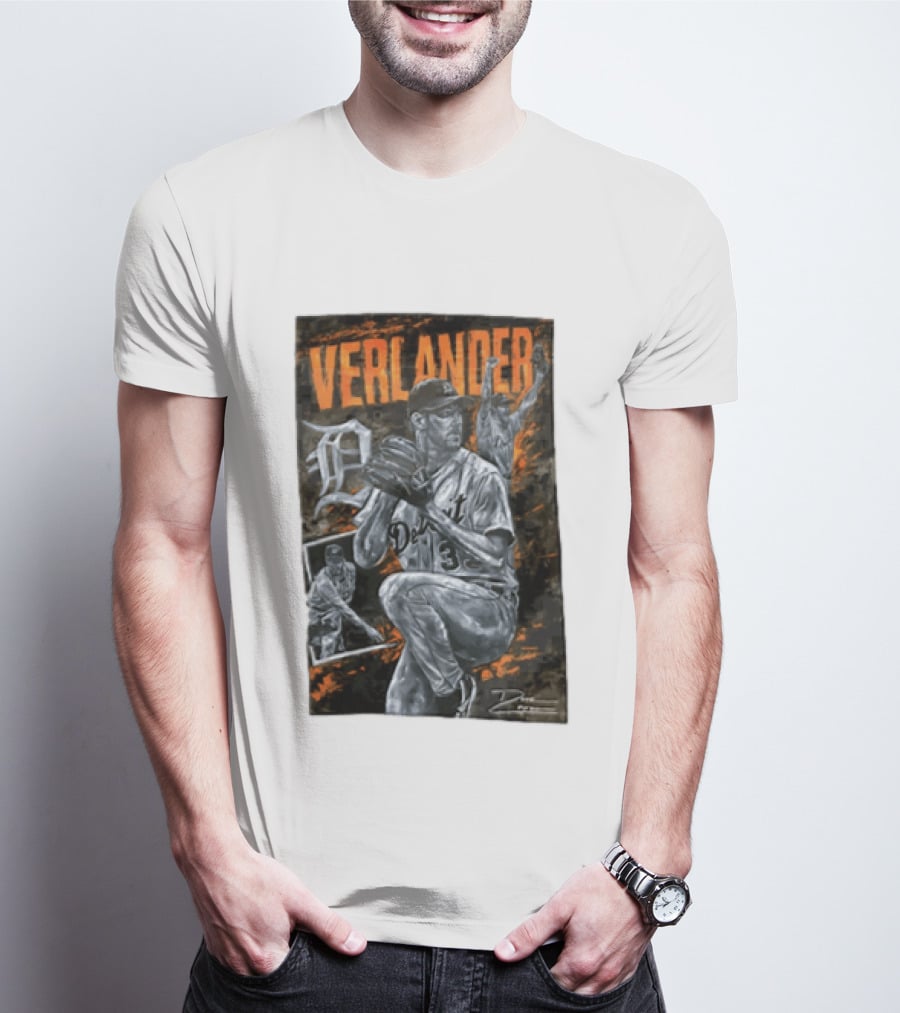 Verlander Detroit Tigers MLB Pitcher 35 Baseball T-Shirt