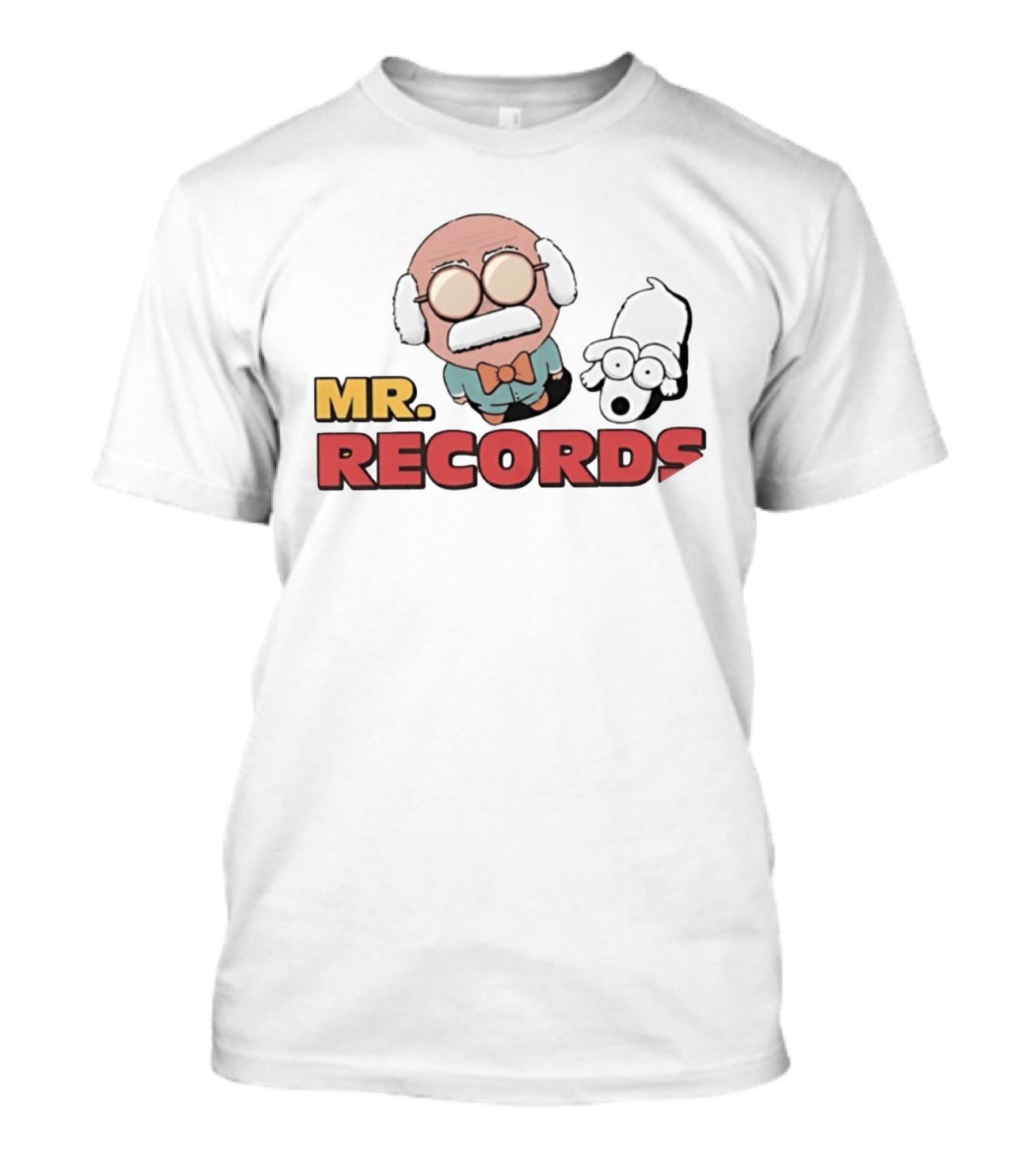 MR. RECORDS Cartoon Style Grandpa And Dog Duo T-Shirt