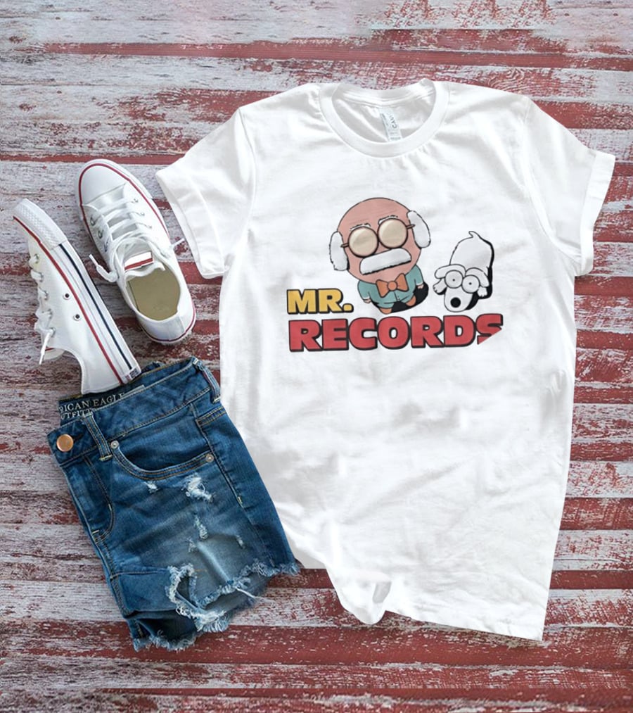 MR. RECORDS Cartoon Style Grandpa And Dog Duo T-Shirt