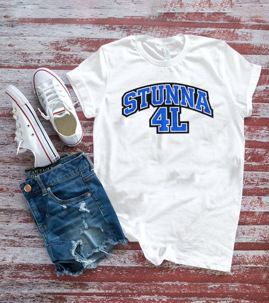 STUNNA 4L Bold Blue Arch Lettering T-Shirt