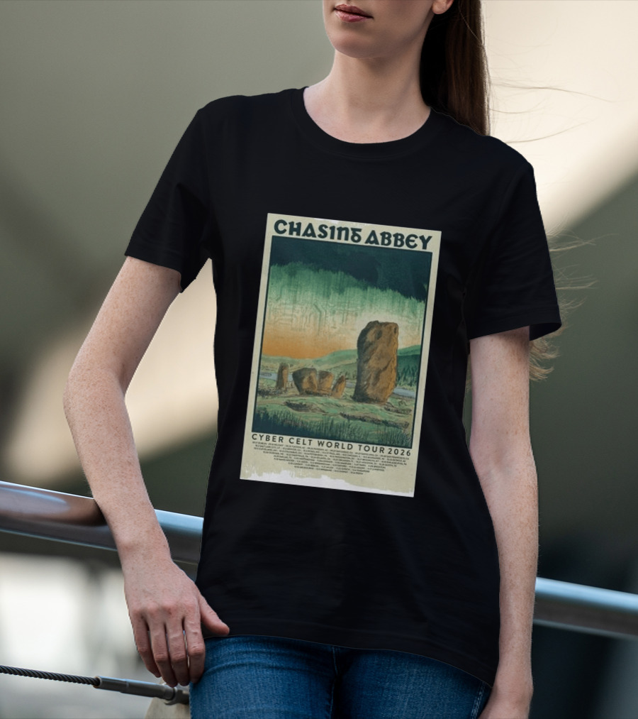 Chasin Abbey Cyber Celt World Tour 2026 Stone Circle Landscape T-Shirt