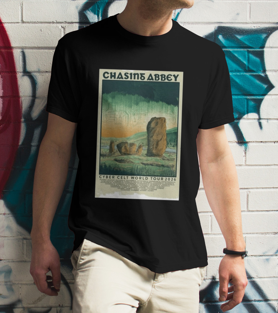 Chasin Abbey Cyber Celt World Tour 2026 Stone Circle Landscape T-Shirt