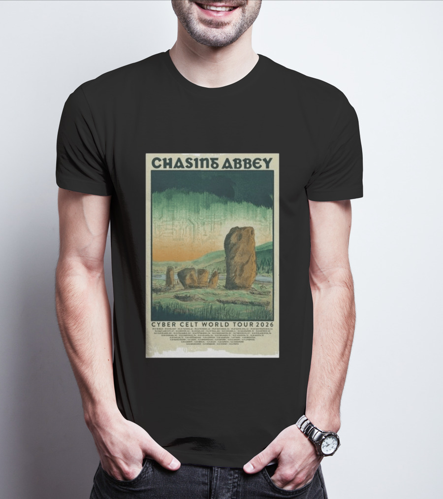 Chasin Abbey Cyber Celt World Tour 2026 Stone Circle Landscape T-Shirt