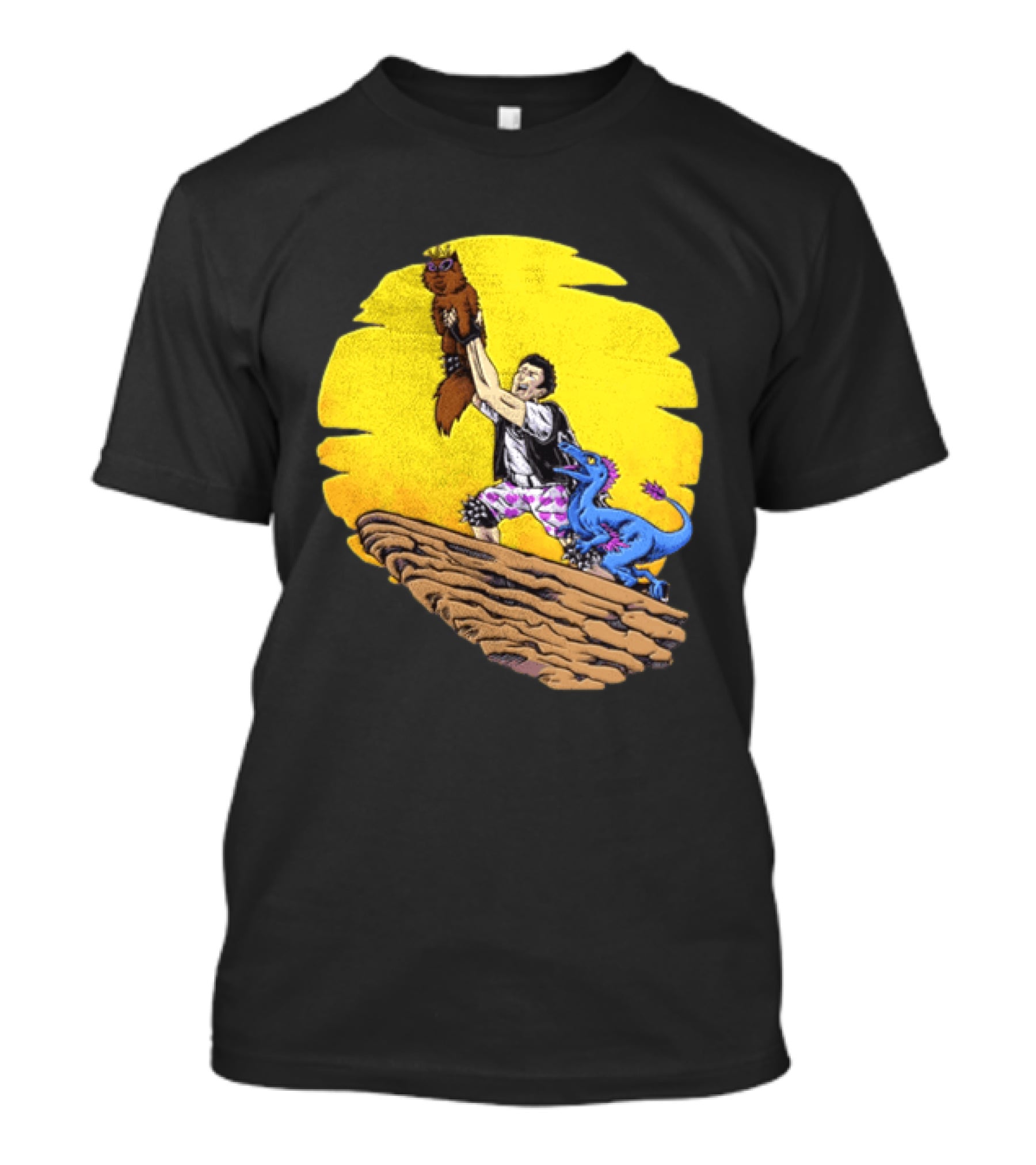 Randy Marsh Holding Cat With Blue Dinosaur Scene T-Shirt