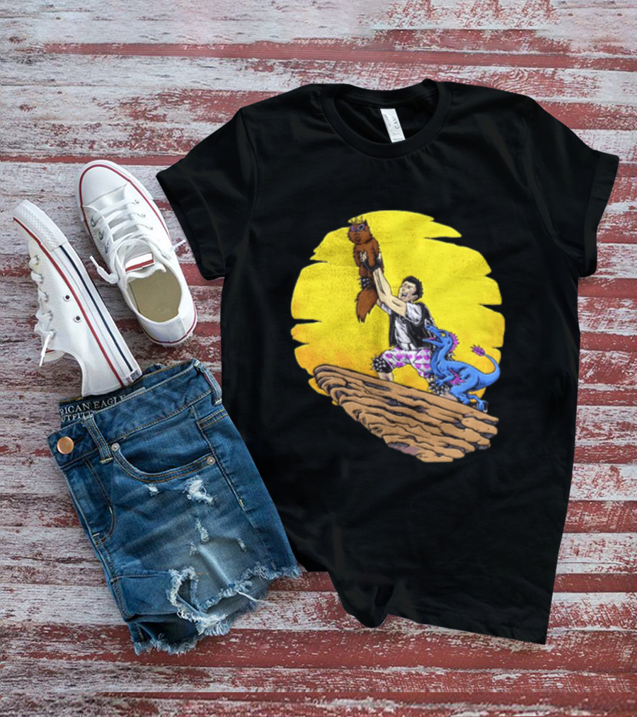 Randy Marsh Holding Cat With Blue Dinosaur Scene T-Shirt