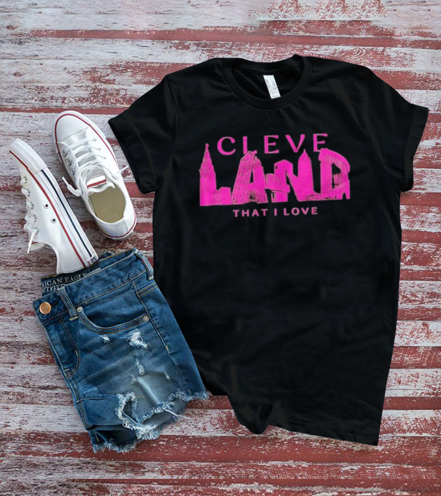 Cleveland Landmarks That I Love Pink Skyline T-Shirt