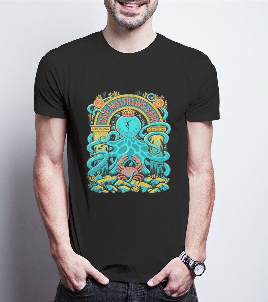 Dave Matthews Band Sept 25 2026 Ocean City Maryland Festival Ocean Crab Octopus T-Shirt