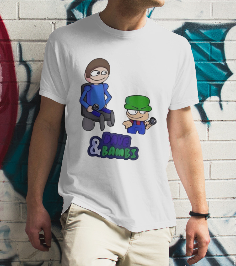 Friday Night Funkin Dave And Bambi Characters With Microphones T-Shirt