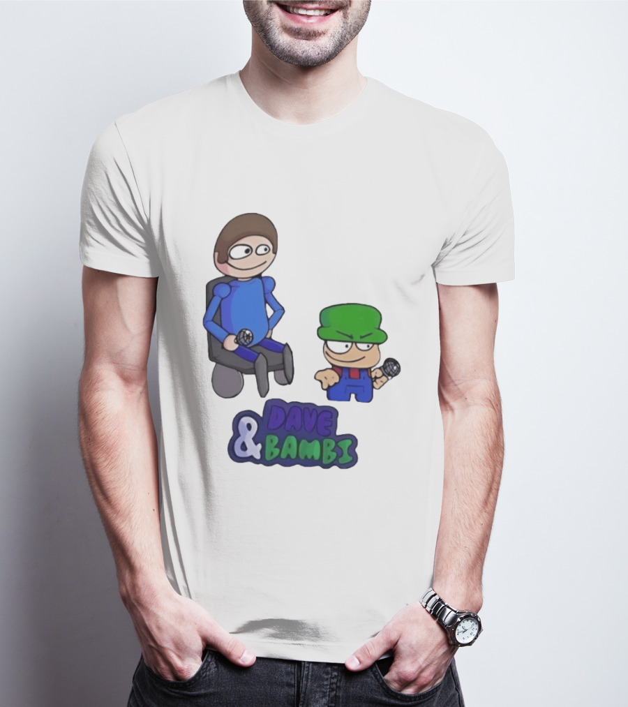 Friday Night Funkin Dave And Bambi Characters With Microphones T-Shirt