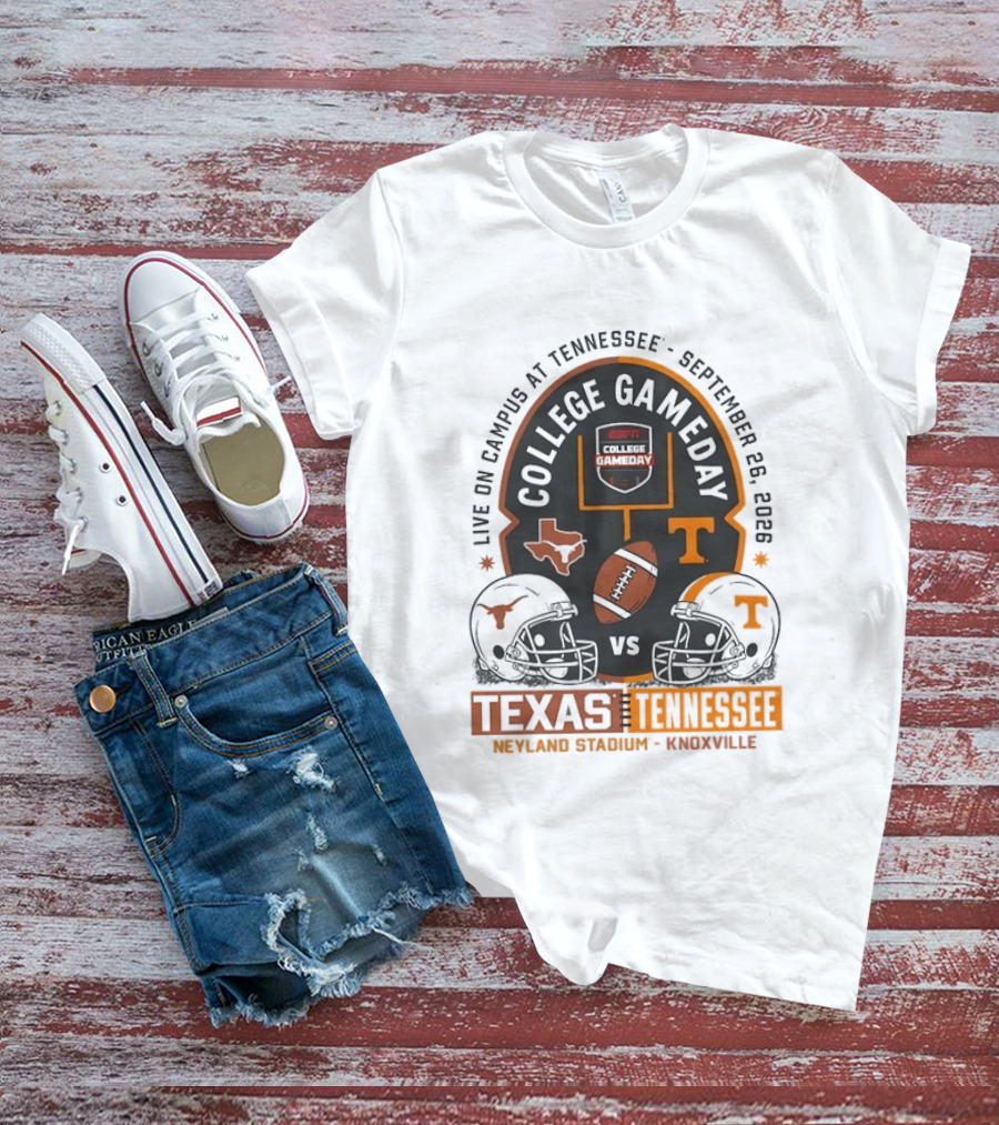 Live On Campus ESPN College GameDay Texas Vs Tennessee Neyland Stadium September 26 2026 T-Shirt