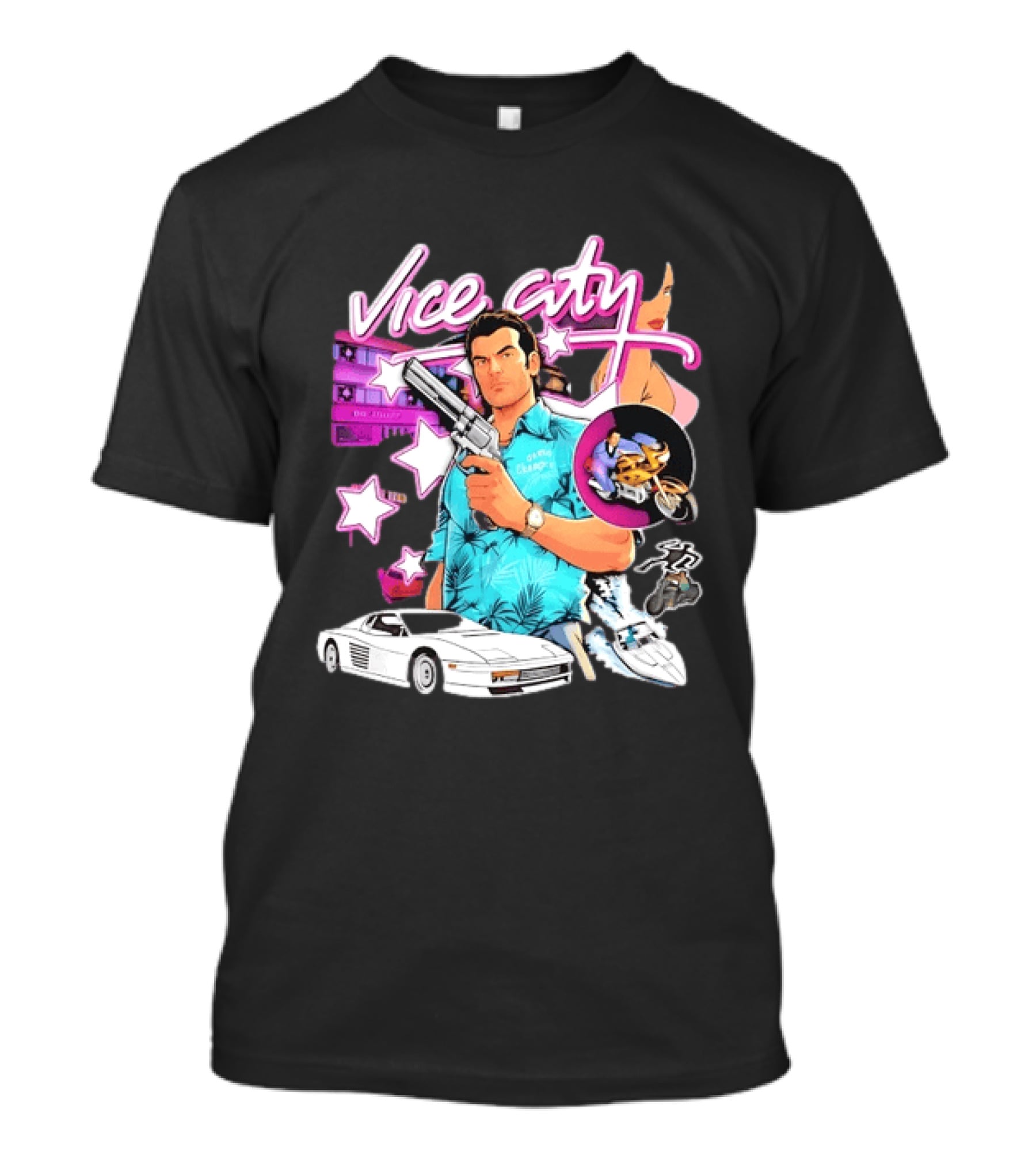 Grand Theft Auto Vice City Tommy Vercetti Retro Neon Style Gaming T-Shirt