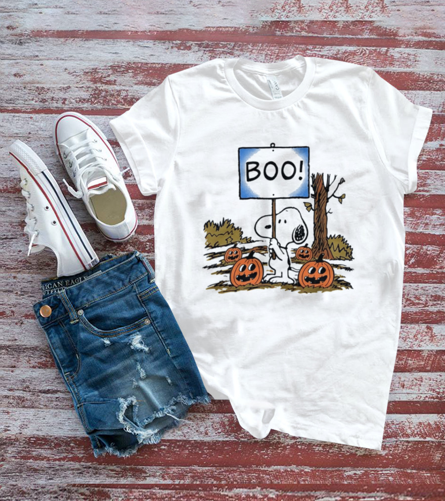 Snoopy Boo Sign Peanuts Halloween Pumpkins T-Shirt