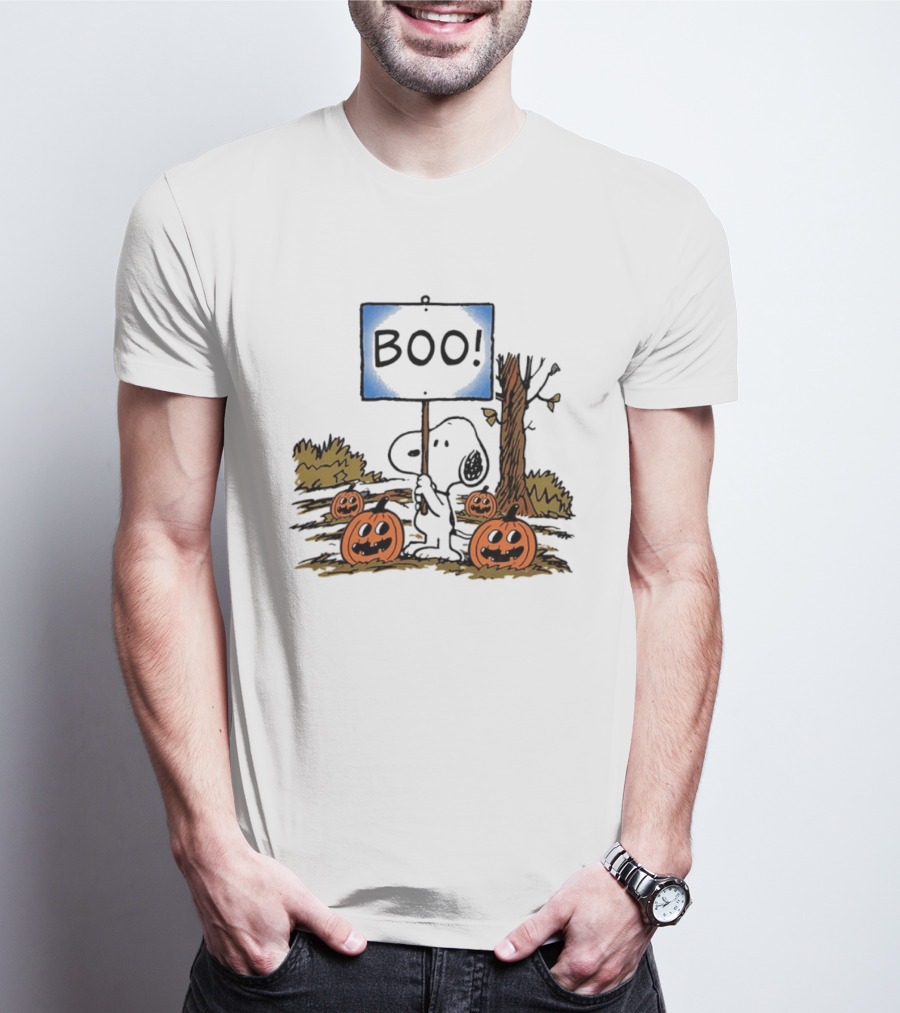 Snoopy Boo Sign Peanuts Halloween Pumpkins T-Shirt