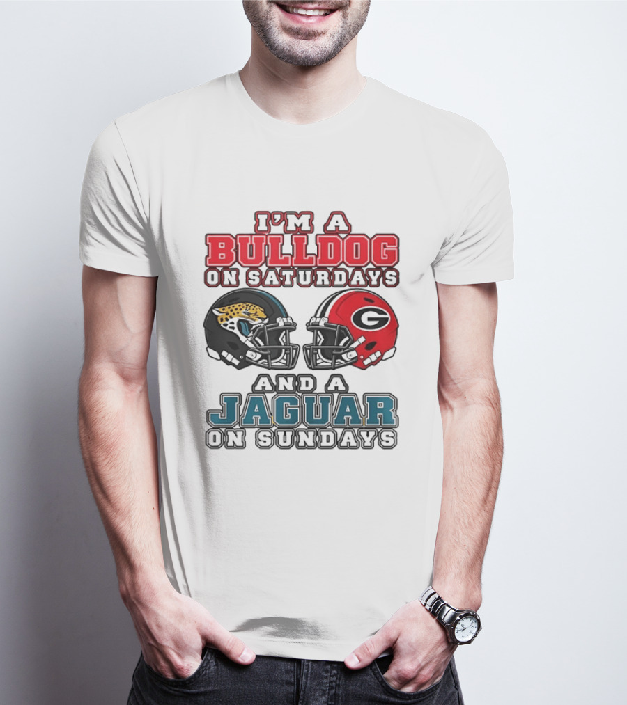 I'm A Bulldog On Saturdays Georgia Bulldogs And A Jaguar On Sundays Jacksonville Jaguars T-Shirt