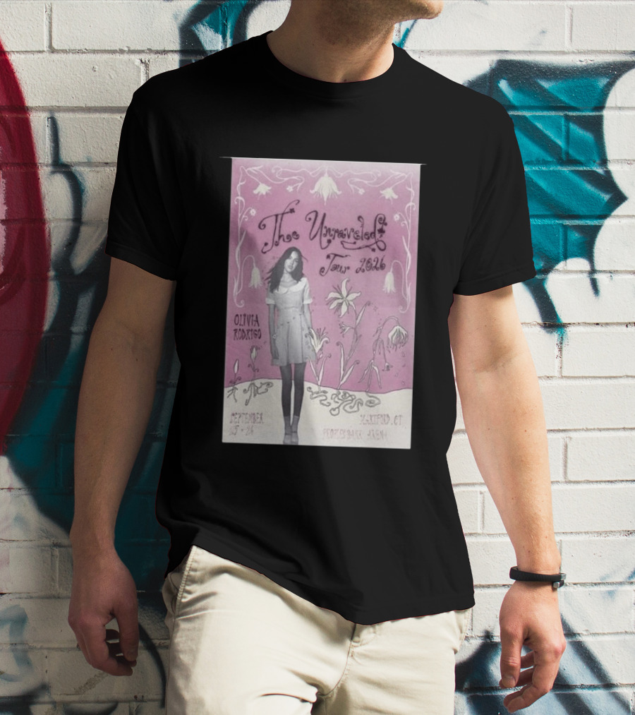 The Unraveled Tour Olivia Rodrigo 2026 Hartford Show September 26 XL Center Floral T-Shirt