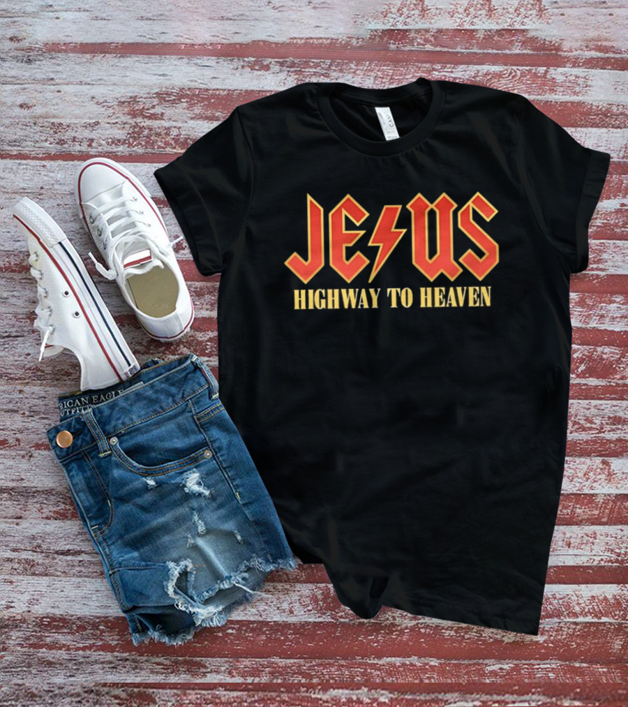 Jesus Highway To Heaven Lightning Bolt Christian Faith T-Shirt