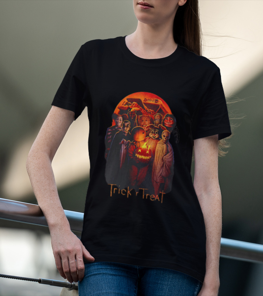 Trick Or Treat Halloween Sam With Flaming Pumpkin And Moon T-Shirt