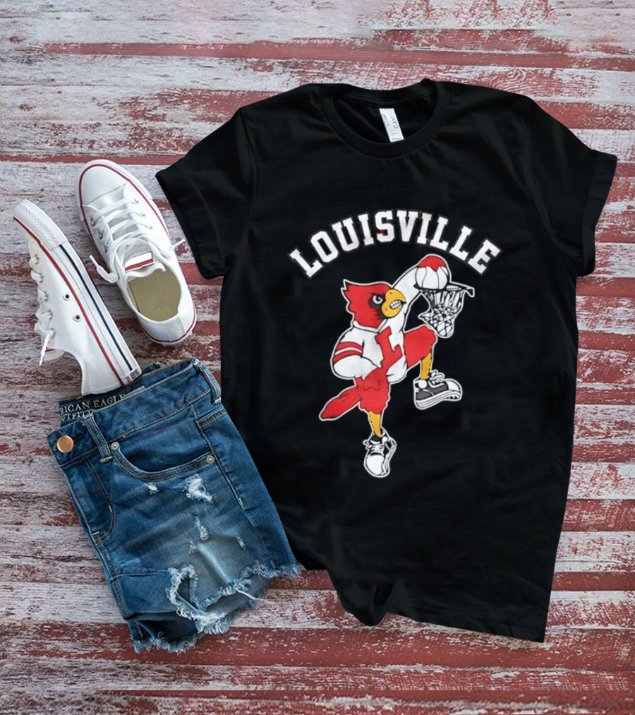 Louisville Cardinals Basketball Mascot Dunking T-Shirt