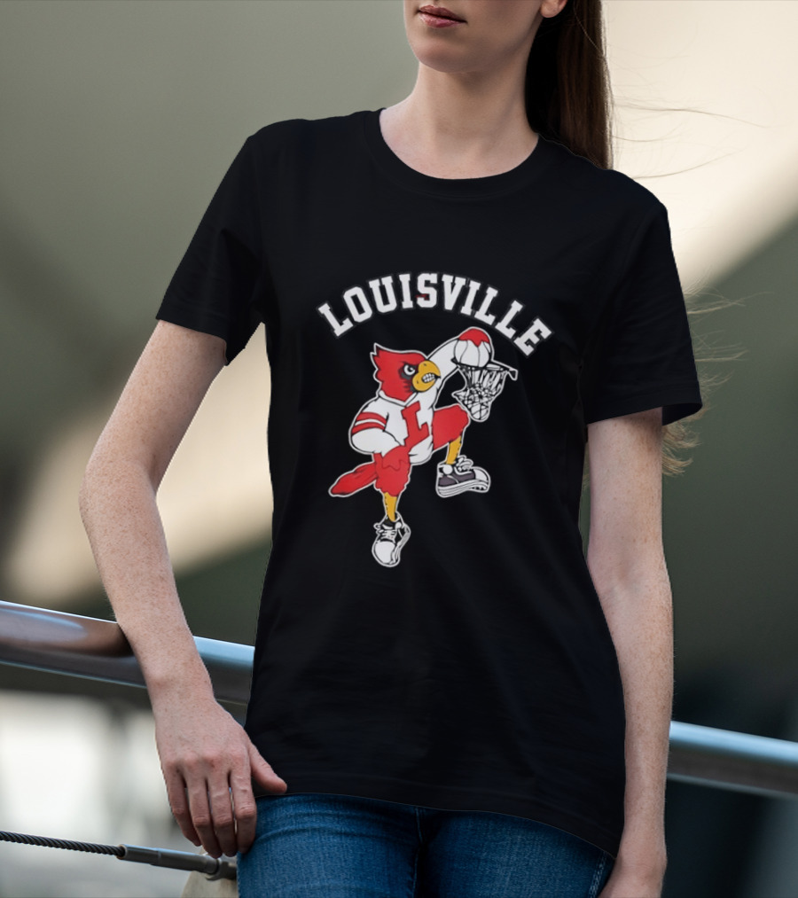 Louisville Cardinals Basketball Mascot Dunking T-Shirt