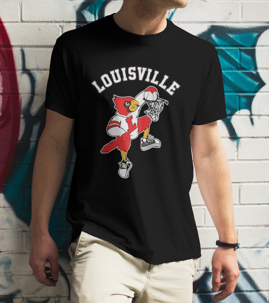 Louisville Cardinals Basketball Mascot Dunking T-Shirt