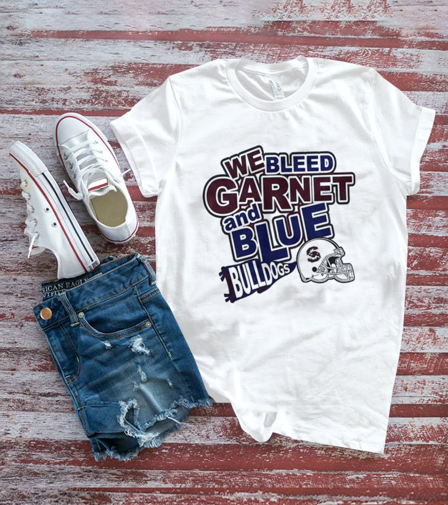 We Bleed Garnet And Blue Bulldogs South Carolina State Football T-Shirt