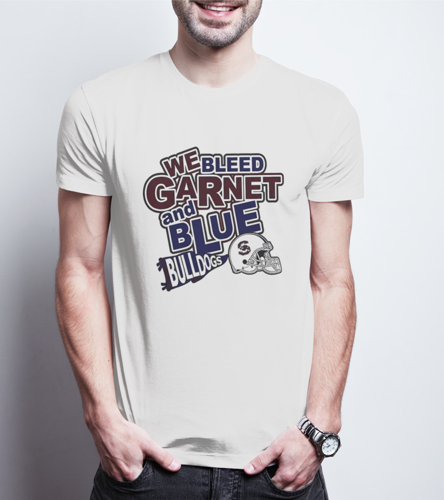 We Bleed Garnet And Blue Bulldogs South Carolina State Football T-Shirt