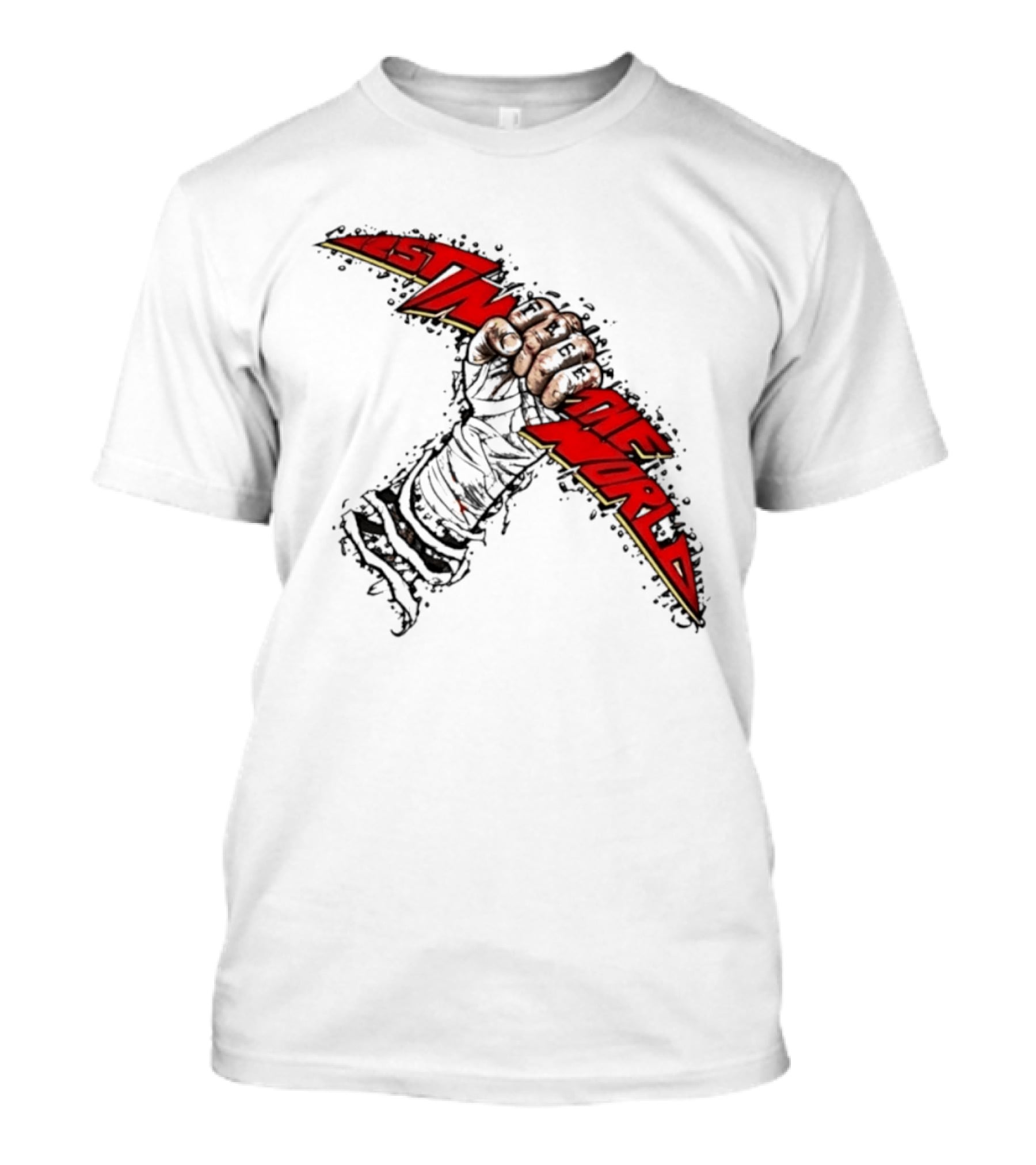 MMA Fighter Fist Power Justin The World Red And Black T-Shirt