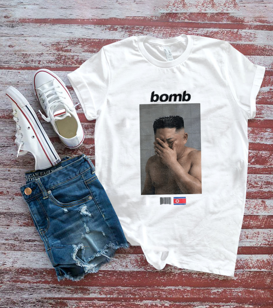 Kim Jong Un Bomb Meme Bathroom North Korea Flag T-Shirt