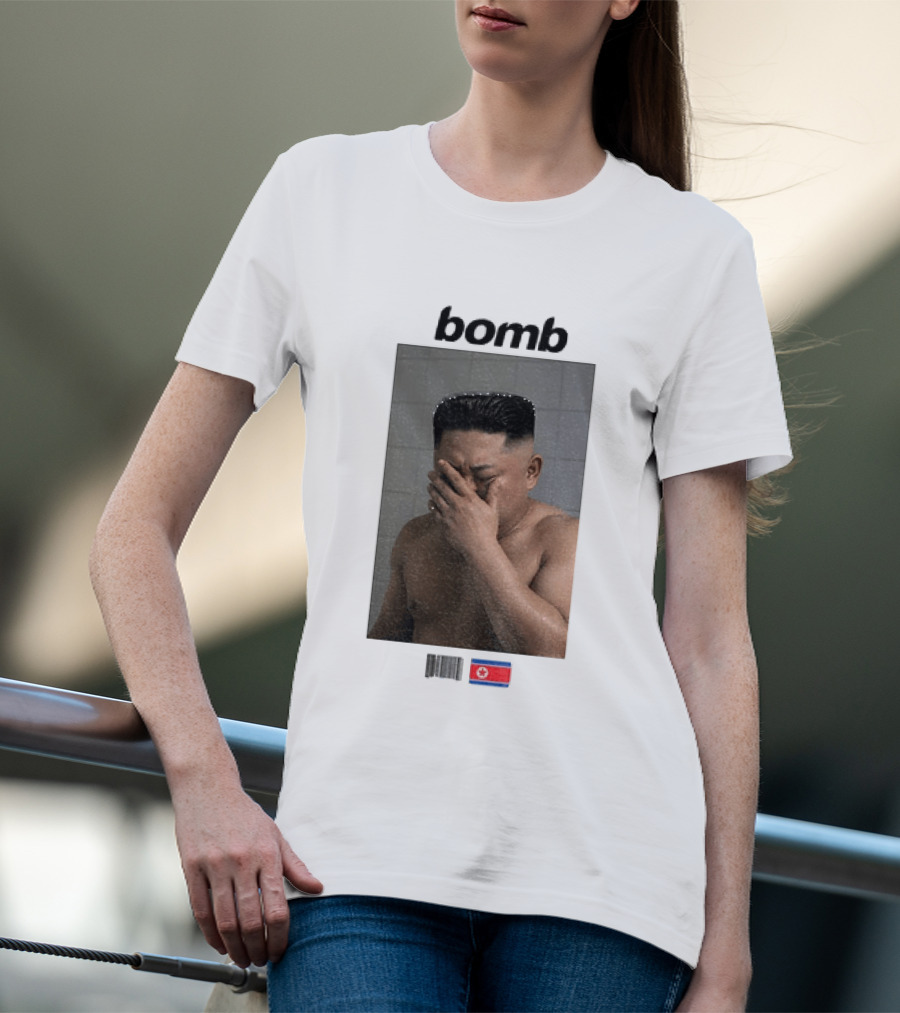 Kim Jong Un Bomb Meme Bathroom North Korea Flag T-Shirt