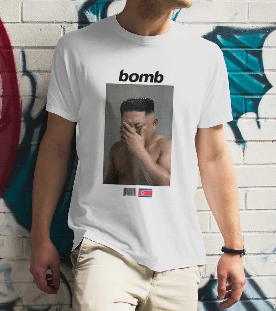 Kim Jong Un Bomb Meme Bathroom North Korea Flag T-Shirt