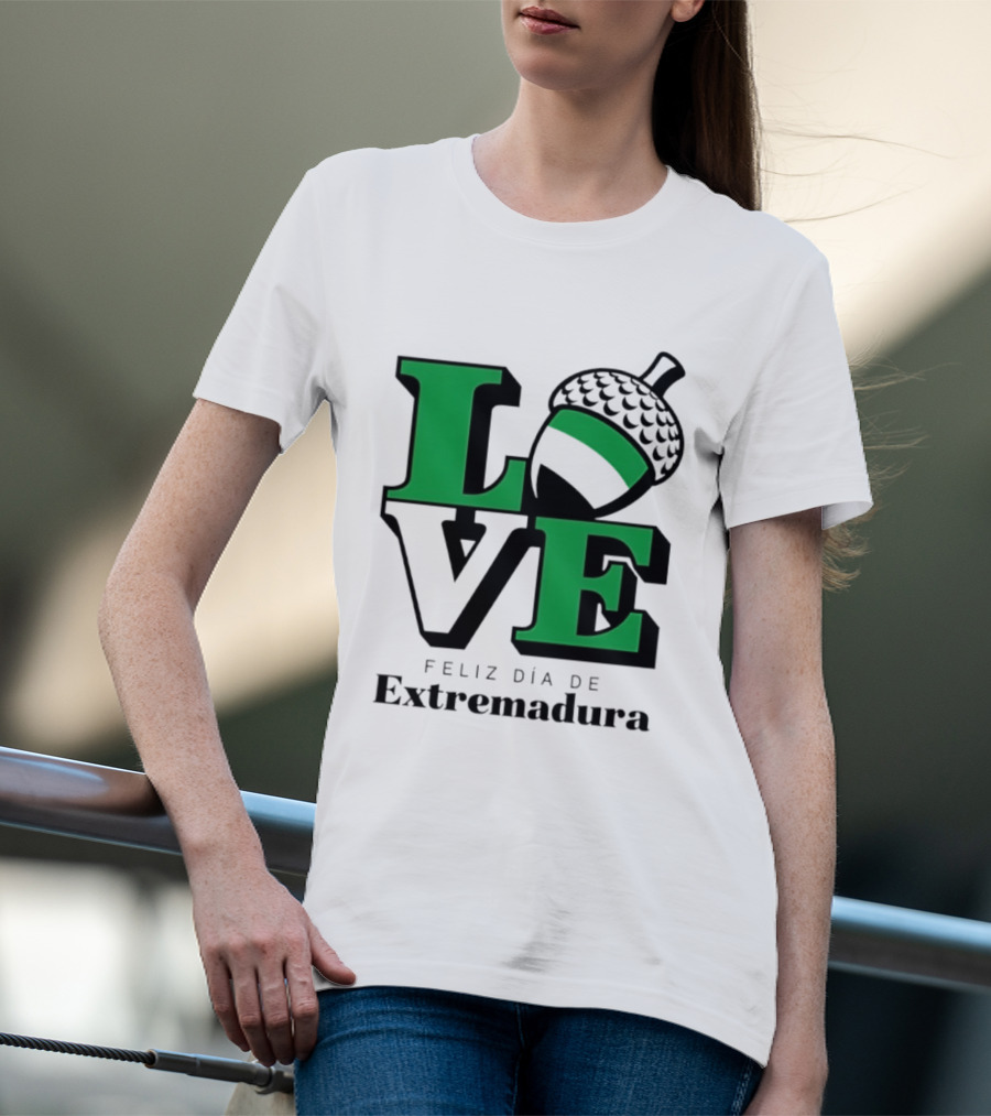 Love Feliz Día De Extremadura Acorn Icon Spain Celebration T-Shirt