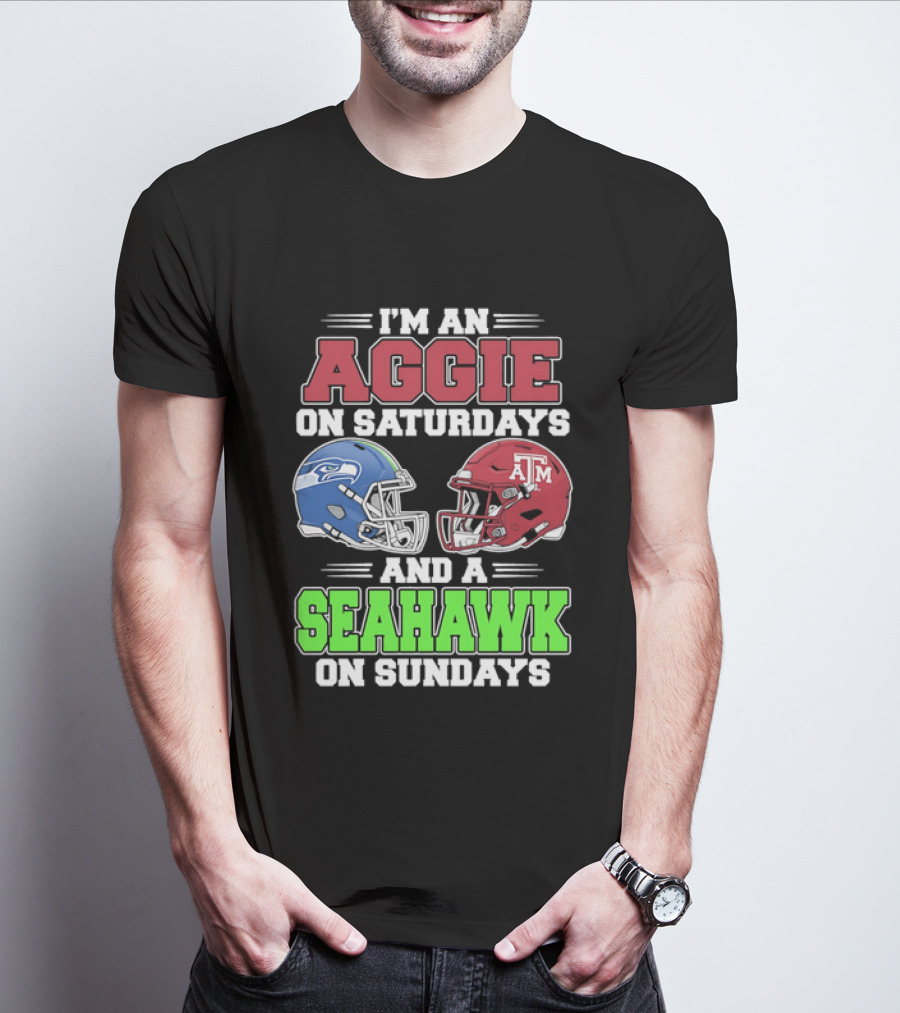 I'm An Aggie On Saturdays And A Seahawk On Sundays Football Helmets T-Shirt